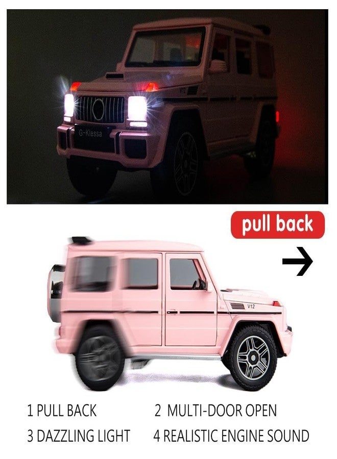 BDTCTK سيارة مرسيدس بنز G63 AMG نموذجية بمقياس 1/24 من BDTCTK، سيارة لعبة تعمل بالسحب للخلف مصنوعة من سبائك الزنك مع صوت وإضاءة، هدية مثالية للأطفال (لون وردي) - Image 3